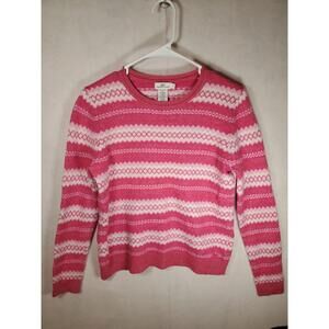 Vineyard Vines Women's Pink White Wool Blend Argyle Pullover Sweater Size Small